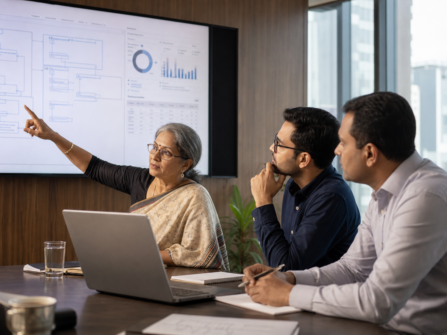 Indian finance and corporate operations team reviewing evidence and approvals