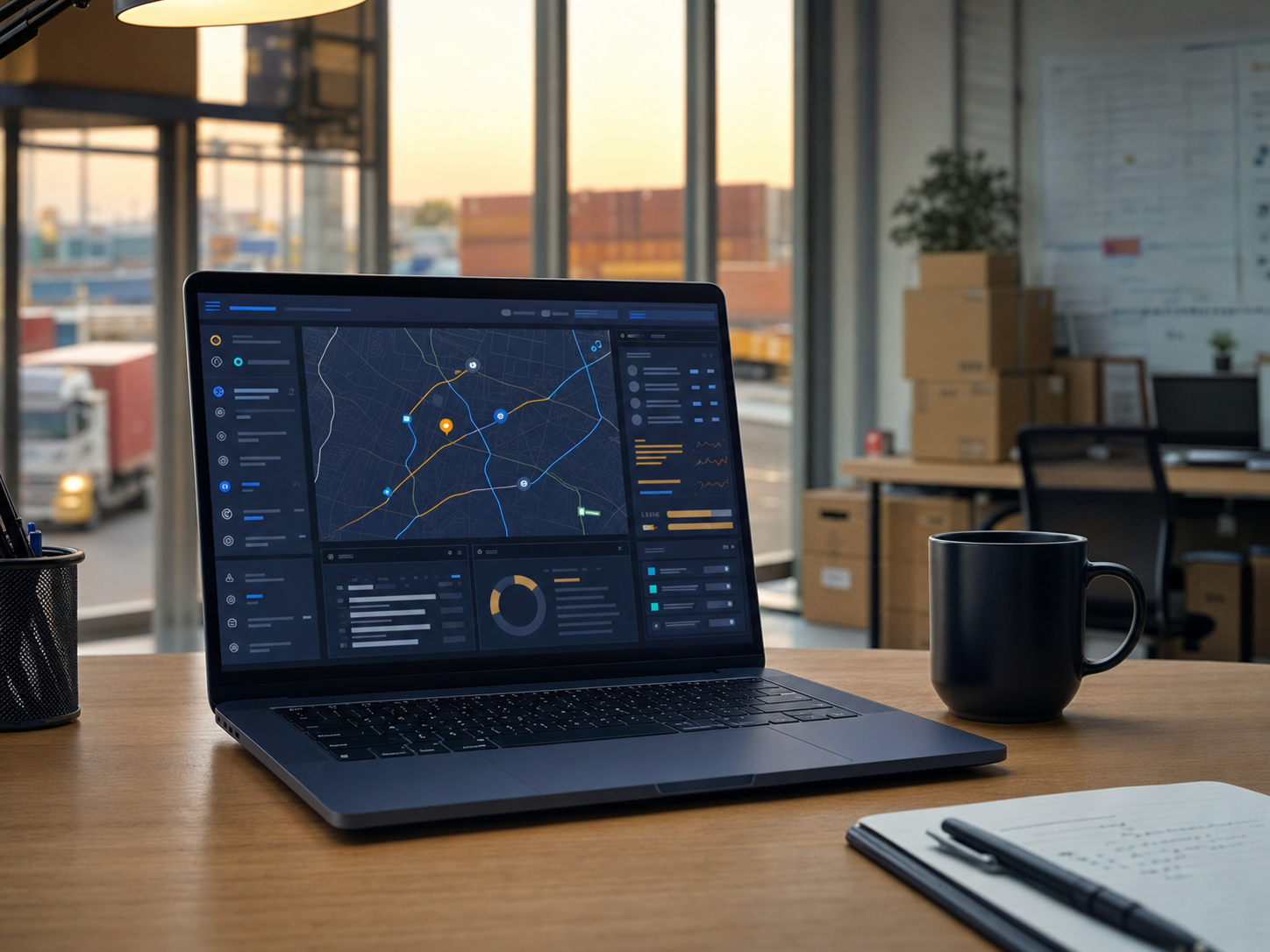 Operational delivery workspace on a desktop display